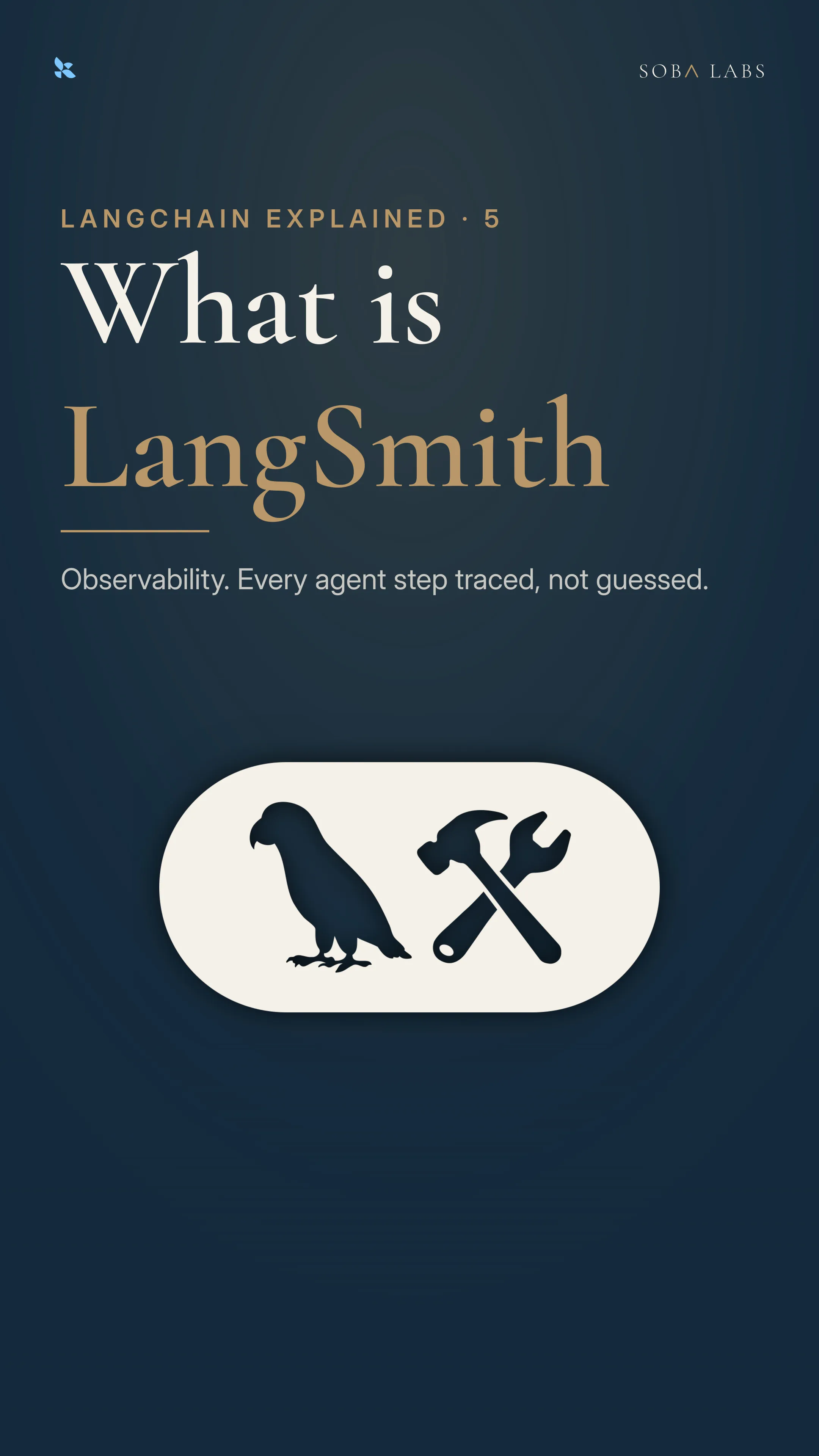 The LangSmith card reading see inside your agent, above three panels: observe, evaluate, deploy